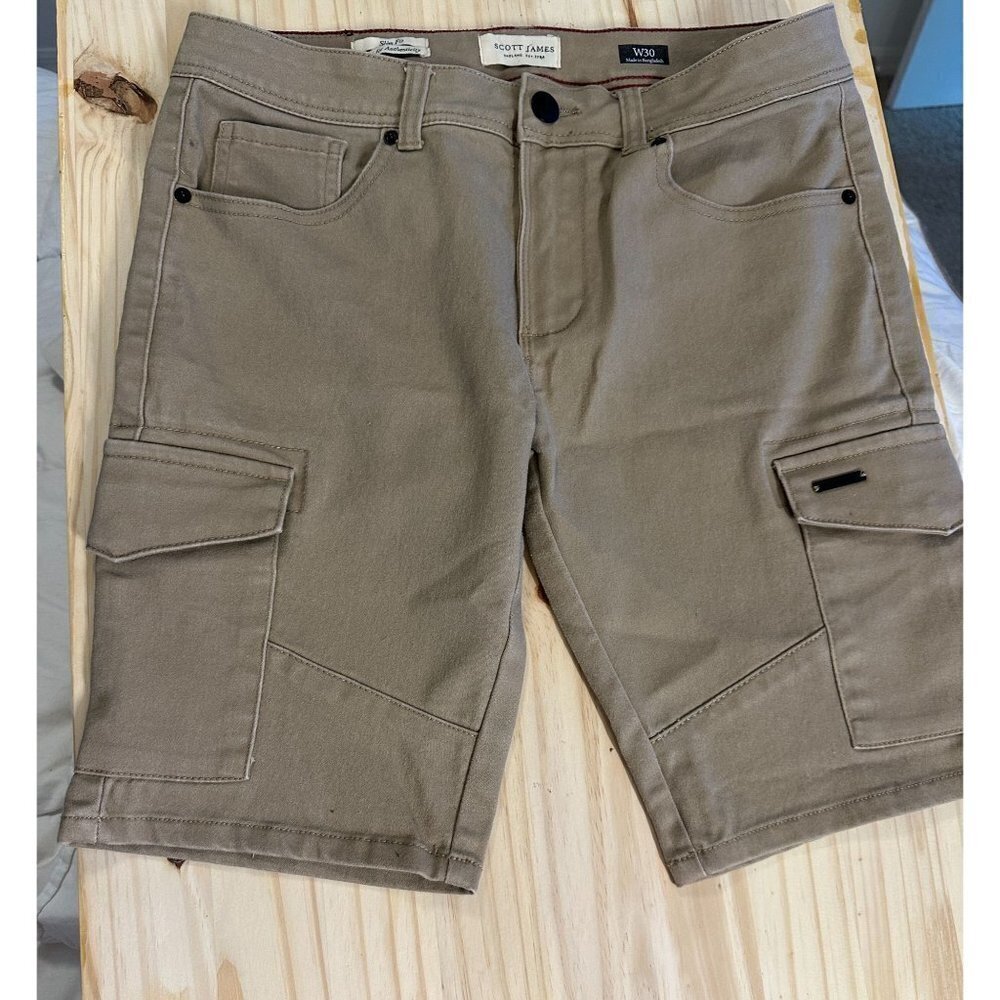 Scott James Women' s Cargo Shorts Slim Fit Thigh Pockets Zip Fly Buttoned  30
